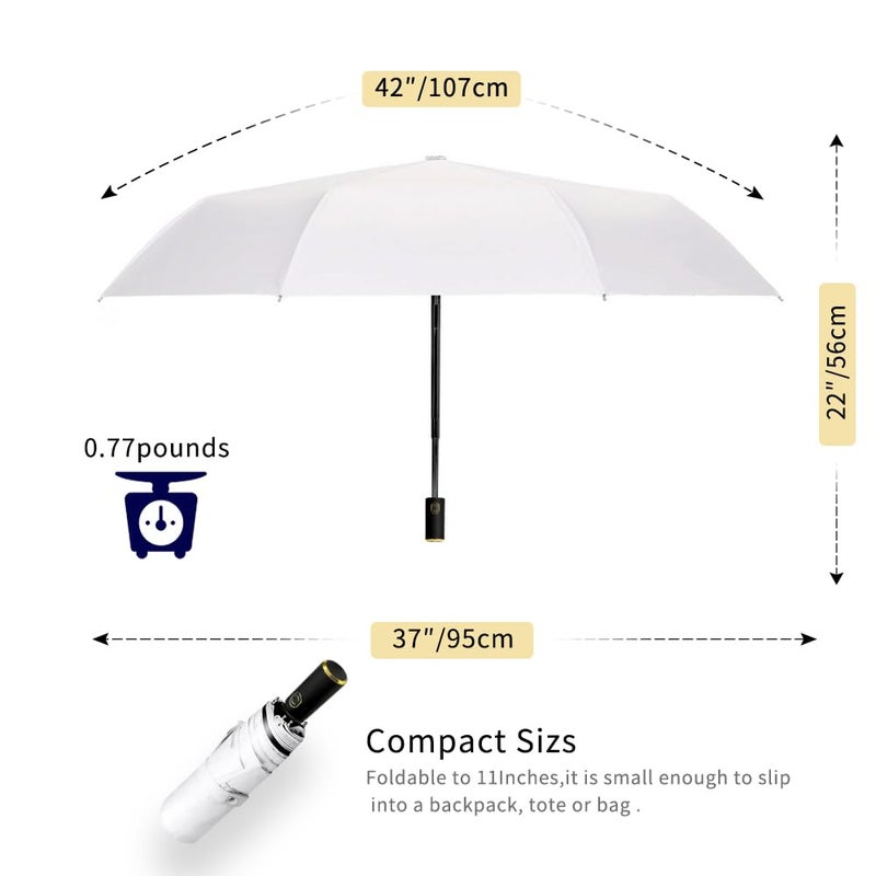 Cuby UV Sun Umbrella Compact Folding Travel Umbrella Auto Open and Close for Windproof, Rainproof & 99% UV Protection Parasol with Black Anti-UV Coating - Image 4